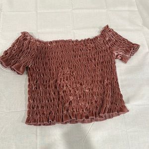 Velvet scrunch crop top